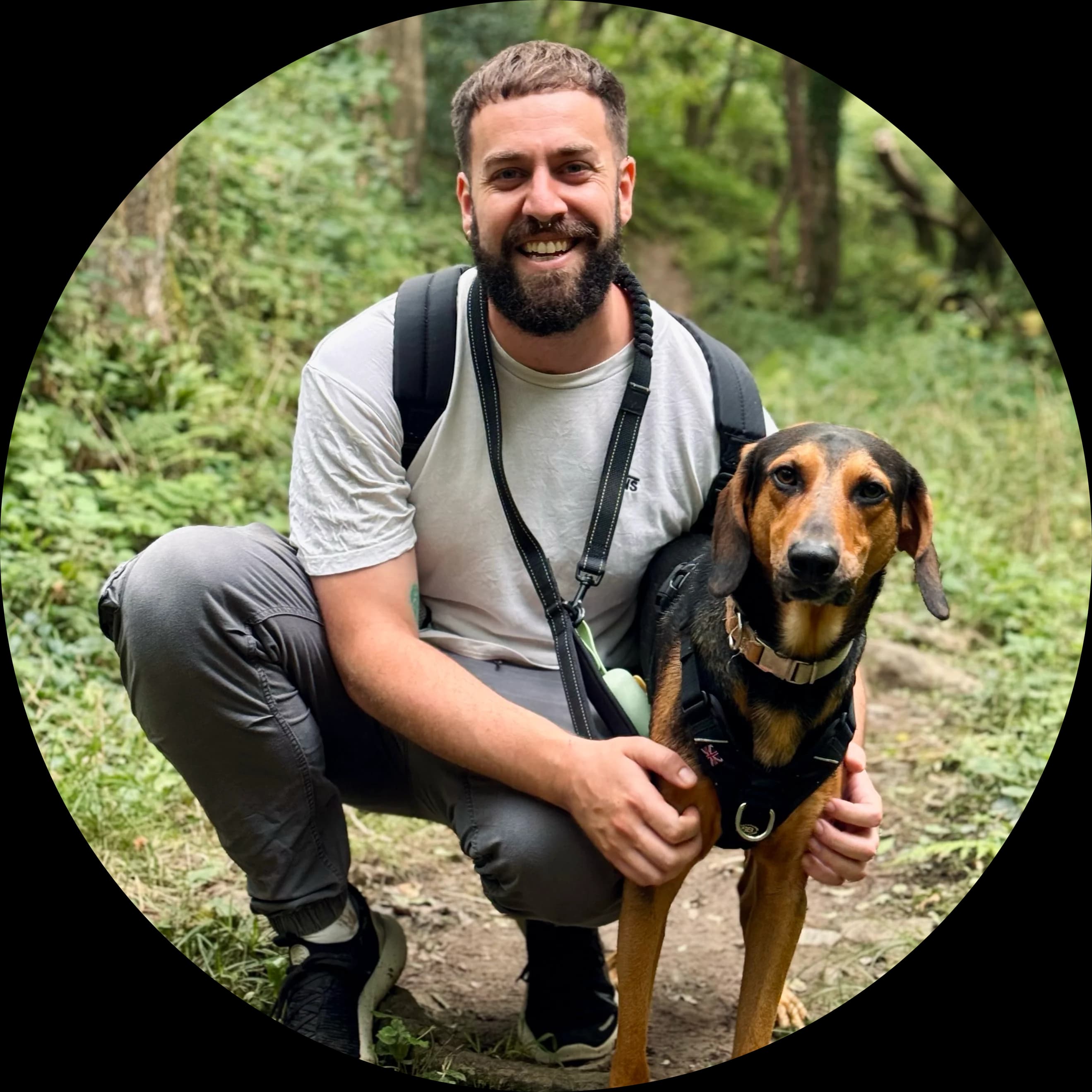 James, founder of I Cast Initiative, with his dog Niko.